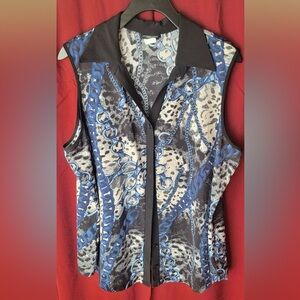 Perseption Black and Blue Chain Print Blouse